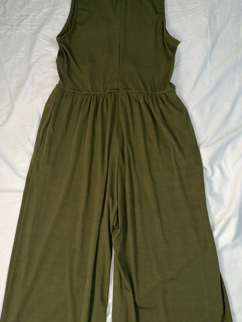 Cider Olive Green Sleeveless Wide-Leg Jumpsuit - Picture 10 of 11